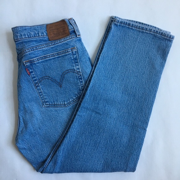 Levi’s Wedgie Straight Ankle Crop High Rise Light Wash Blue Denim Jeans Size 30 - Picture 8 of 17